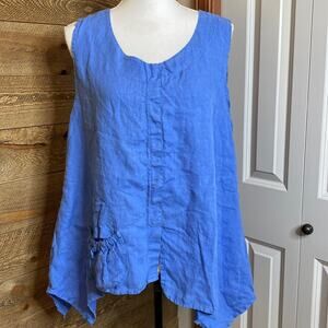 Haris Cotton The Collection front pocket linen sleeveless top Size Medium